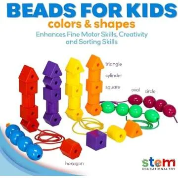 Skoolzy Rainbow Stringing Beads for Toddlers | 46 Pcs