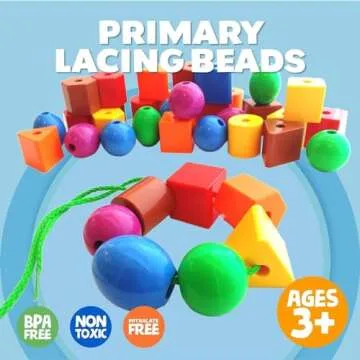 Skoolzy Rainbow Stringing Beads for Toddlers | 46 Pcs