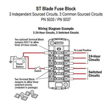 Blue Sea Systems 5035 ST Blade Fuse Block 6 Circuit Independent with Cover