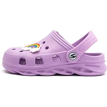 WOUEOI Kid's Girls Boys Clogs Garden Shoes Cartoon Slides Sandals Beach Slipper Children(D-Light Purple,8 Toddler)