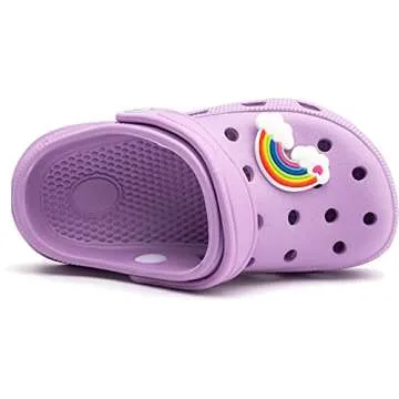 WOUEOI Kid's Girls Boys Clogs Garden Shoes Cartoon Slides Sandals Beach Slipper Children(D-Light Purple,8 Toddler)