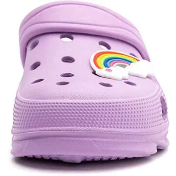 WOUEOI Kid's Girls Boys Clogs Garden Shoes Cartoon Slides Sandals Beach Slipper Children(D-Light Purple,8 Toddler)