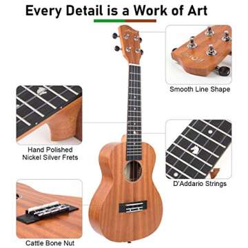 Ukulele, Concert 23 Inch Professional Musical Instrument Ukelele for Adults Horse Uke Beginner Kit W/Gig Bag Strap OEM Strings Hawaiian Guitar Ukalalee Yukalalee Ukalele Yukelele