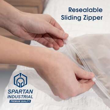 Spartan Industrial - 11” X 14” (100 Count) 3 Mil Frosted Reclosable Zip Plastic Bags with Resealable Lock Seal Zipper and Vent Hole | For Packaging Clothes, Shirts & More