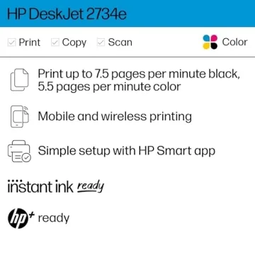 HP DeskJet 2734e Wireless All-in-One Printer with Free Ink