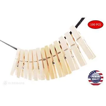 Eldorado Clothespins, Standard Natural Wooden, Stain Proof, 3 inch, 100 Value Pack, for Multipurpose Everyday Laundry, Clothes, Towels, Craft, Photos, Pictures, Decor, Baby Shower, Art Wall