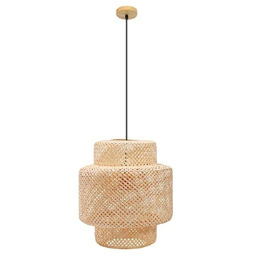 Frontsea Rattan Pendant Lighting for Kitchen | Bamboo Lampshade Handmade Weave Lighting | Wooden Boh...