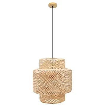 Frontsea Rattan Pendant Lighting for Kitchen | Bamboo Lampshade Handmade Weave Lighting | Wooden Boh...