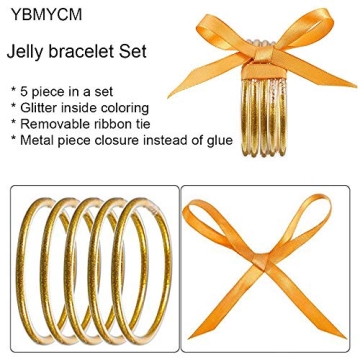 Stylish Waterproof Glitter Jelly Bracelets Set for Women