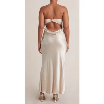 ROAONOCOMO Women Newspaper Print Tube Midi Dresses Hollow Out Off Shoulder Bodycon Maxi Dresses Strapless Sexy Clubwear