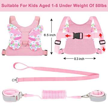 Accmor 3 in 1 Toddler Harness Leashes + Anti Lost Wrist Link, Kids Harness Children Leash for Girls,...