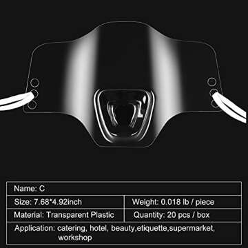 GagetElec 20 PCS Open Face Guard Mouth Cover with Adjustable Strap and Anti-Spitting Clear Mouth Cover for Restaurant,Food Truck,Beauty and Salon