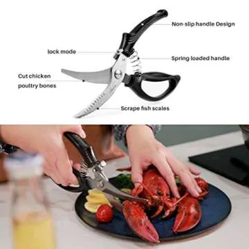 Acelone Poultry Shears - Heavy Duty Kitchen Chicken Shears With Anti-Slip Handle & Safety Lock - Pou...