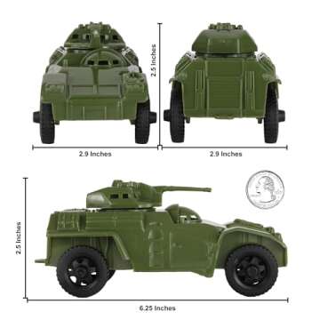 TimMee Recon Patrol Armored Cars - OD Green Plastic Army Men Scout Vehicles