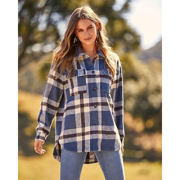 BTFBM Women's Stylish Plaid Flannel Shirt - Trendy & Cozy