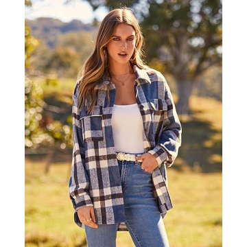 BTFBM Women's Stylish Plaid Flannel Shirt - Trendy & Cozy