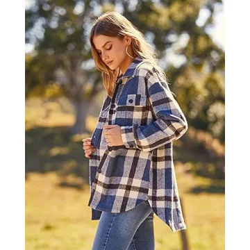 BTFBM Women's Stylish Plaid Flannel Shirt - Trendy & Cozy