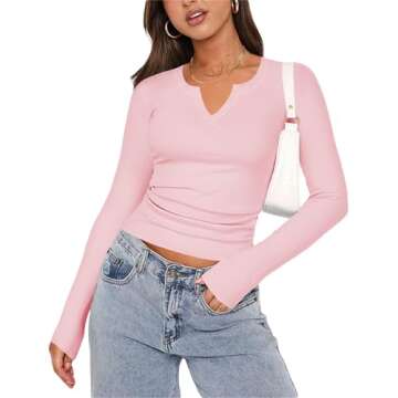 Stylish Zeagoo Women's Long Sleeve V-Neck Knit Top