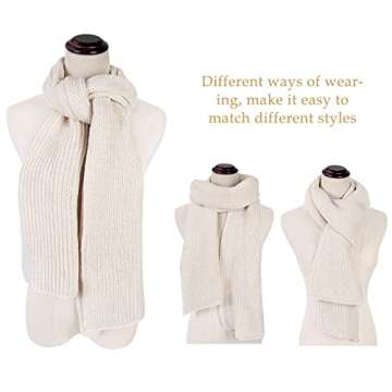 Aonal Women And Mens Winter Thick Cable Knit Wrap Chunky Long Warm Scarf,B-Beige
