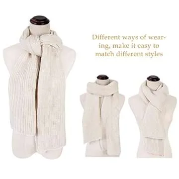 Aonal Women And Mens Winter Thick Cable Knit Wrap Chunky Long Warm Scarf,B-Beige