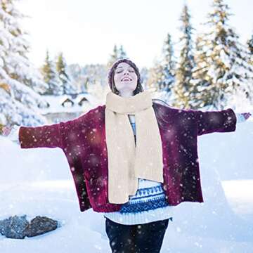 Aonal Women And Mens Winter Thick Cable Knit Wrap Chunky Long Warm Scarf,B-Beige