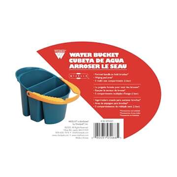Mijello Art Organizer Water Bucket with Wiping Pad, 3 Compartments, 2 Liters, Blue with Orange Handle (92-WP4021)