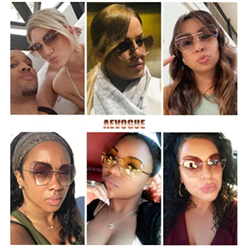 AEVOGUE Sunglasses For Women Oversized Rimless Diamond Cutting Lens Sun Glasses AE0534