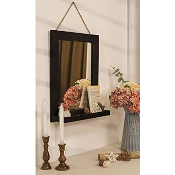 Emfogo Wall Mirror with Shelf, 20 x 16 inch Farmhouse Decor Wall Mirror Hanging for Bathroom, Vanity...