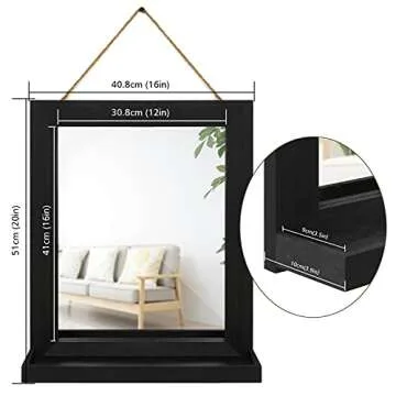 Rustic Emfogo Wall Mirror with Shelf - 20 x 16 inch