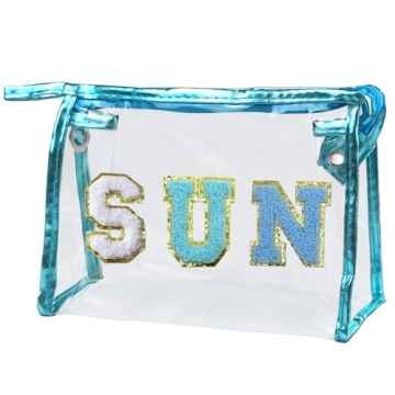 COSHAYSOO Clear Makeup Bag Preppy Sunscreen Pouch Beach Pool Summer Stuff Travel Cosmetic Toiletry E...