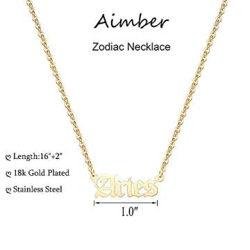 Aimber 18K Gold Plated Astrology Necklace for Women Jewelry,12 Zodiac Pendant Horoscope Constellatio...