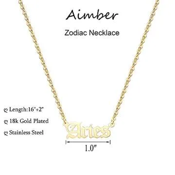 Aimber 18K Gold Plated Astrology Necklace for Women Jewelry,12 Zodiac Pendant Horoscope Constellatio...