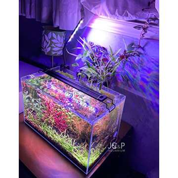 JC&P Full Spectrum Aquarium LED Light with Extendable Brackets (20"-28" (50-72 cm) with Red, Green, Blue and White LEDs Aquatic Fish Tank Light