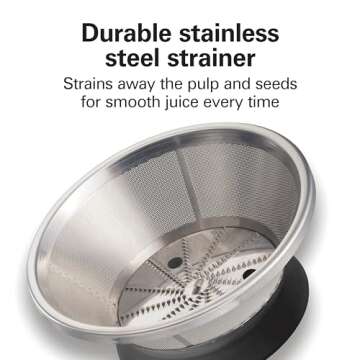 Hamilton Beach HealthSmart Juicer Machine, Compact Centrifugal Extractor, 2.4” Feed Chute for Fruits and Vegetables, Easy to Clean, BPA Free, 400W, White (67501)