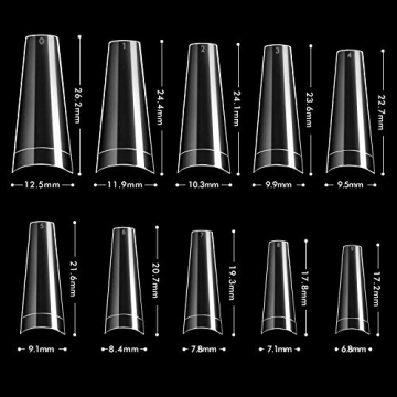 Clear Acrylic Nail Tips - Coffin Nail Tips BTArtbox 500pcs Artificial Ballerina shaped Fake Nails Half Cover False Nail with Case for Nail Salons and DIY Nail Art, 10 Sizes