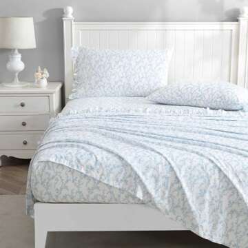 Laura Ashley - Queen Sheet Set, Breathable Percale Cotton Bedding, 200 Thread Count, Floral Home Dec...