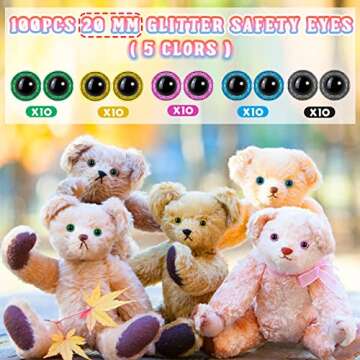 Suilung 100 Pieces Large Safety Eyes for Amigurumi & Crafts