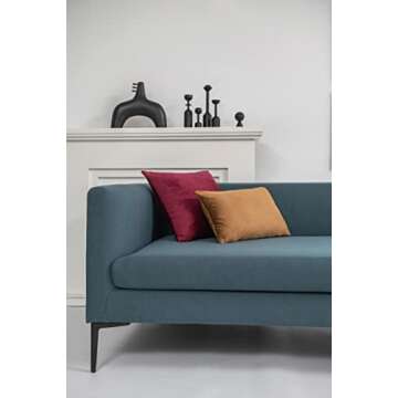 DEZENE Throw Pillow Cases 12x20 Golden Brown: 2 Pack Cozy Soft Velvet Rectangular Decorative Pillow Covers for Farmhouse Home Decor