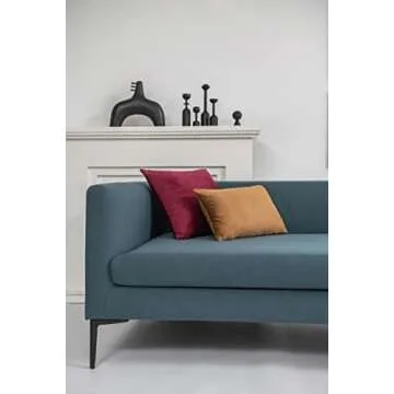 DEZENE Throw Pillow Cases 12x20 Golden Brown: 2 Pack Cozy Soft Velvet Rectangular Decorative Pillow Covers for Farmhouse Home Decor