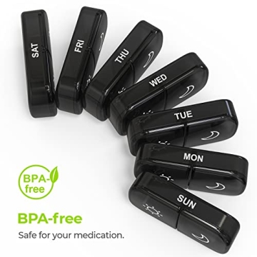 AUVON XL Weekly Pill Organizer for Medications & Vitamins