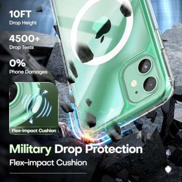 TAURI for iPhone 11 Phone Case Clear [Compatible with Magsafe], with 2X HD Screen Protector, [Military Grade Drop Protection] Shockproof Slim Case for iPhone 11 Case 6.1 inch
