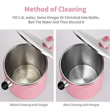 MEISON Electric Kettle, 1.7 L Double Wall Food Grade Stainless Steel Interior Water Boiler, Coffee Pot & Tea Kettle, Auto Shut-Off and Boil-Dry Protection, 1200W, 2 Year Warranty(Pink)