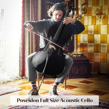 Premium Poseidon Cello with Case & Bow for Beginners