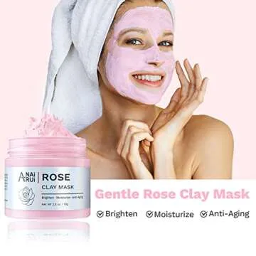 ANAI RUI Turmeric Vitamin C Clay Mask -Rose Facial Mask -Avocado Green Tea Mud Mask,Facial Mask Skincare for Deep Cleansing,Purify Pores, SPA Mask Set, Facial Mask Set Gifts Set 2.5 oz each