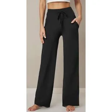 IUGA Wide Leg Yoga Pants for Women Sweatpants with Pockets Yoga Pants Flare Lounge Pants Loose High Waist Comfy Workout Dance