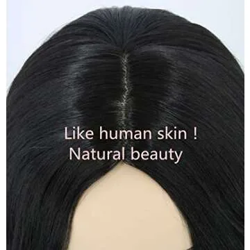 Topcosplay Black Wigs for Women Long Wavy Middle Part Full Wigs Halloween Cosplay Synthetic Wig