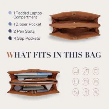 Missnine 15.6 Inch Leather Laptop Tote Bag for Women