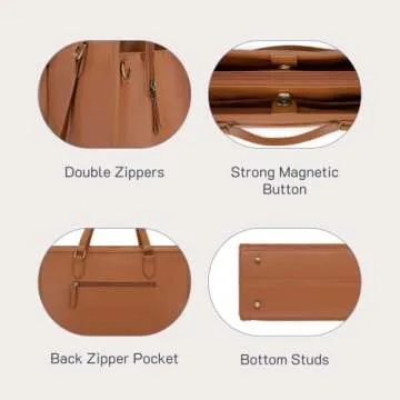 Missnine 15.6 Inch Leather Laptop Tote Bag for Women