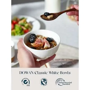 DOWAN 10 OZ Small Ceramic Bowls Set of 4 - White Bowls for Dessert, Dip, Side Dishes, Ice Cream, Fru...