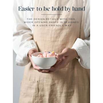 DOWAN 10 OZ Small Ceramic Bowls Set of 4 - White Bowls for Dessert, Dip, Side Dishes, Ice Cream, Fruit, Rice - Dishwasher & Microwave Safe